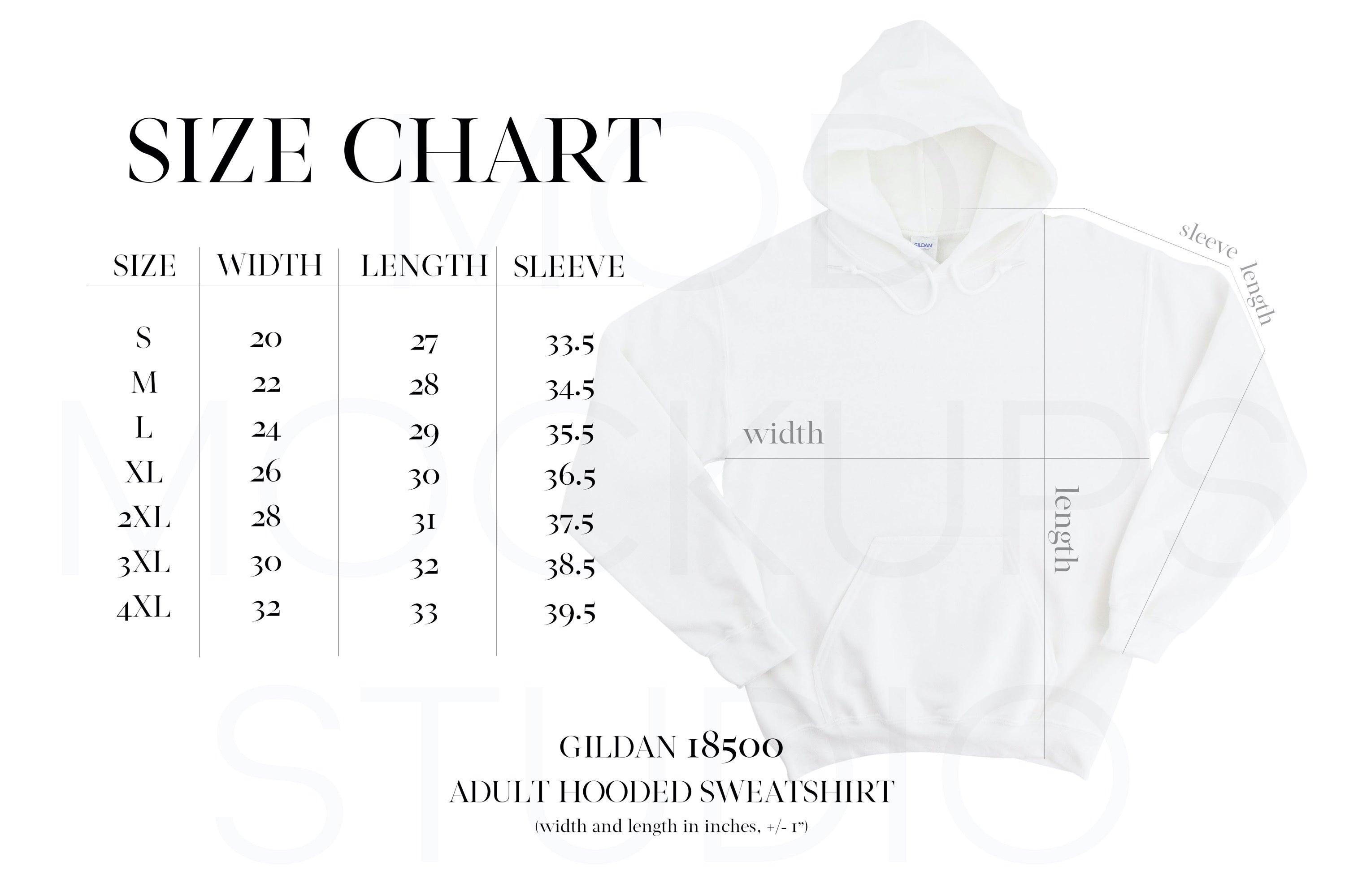 Gildan hoodie best sale sizes