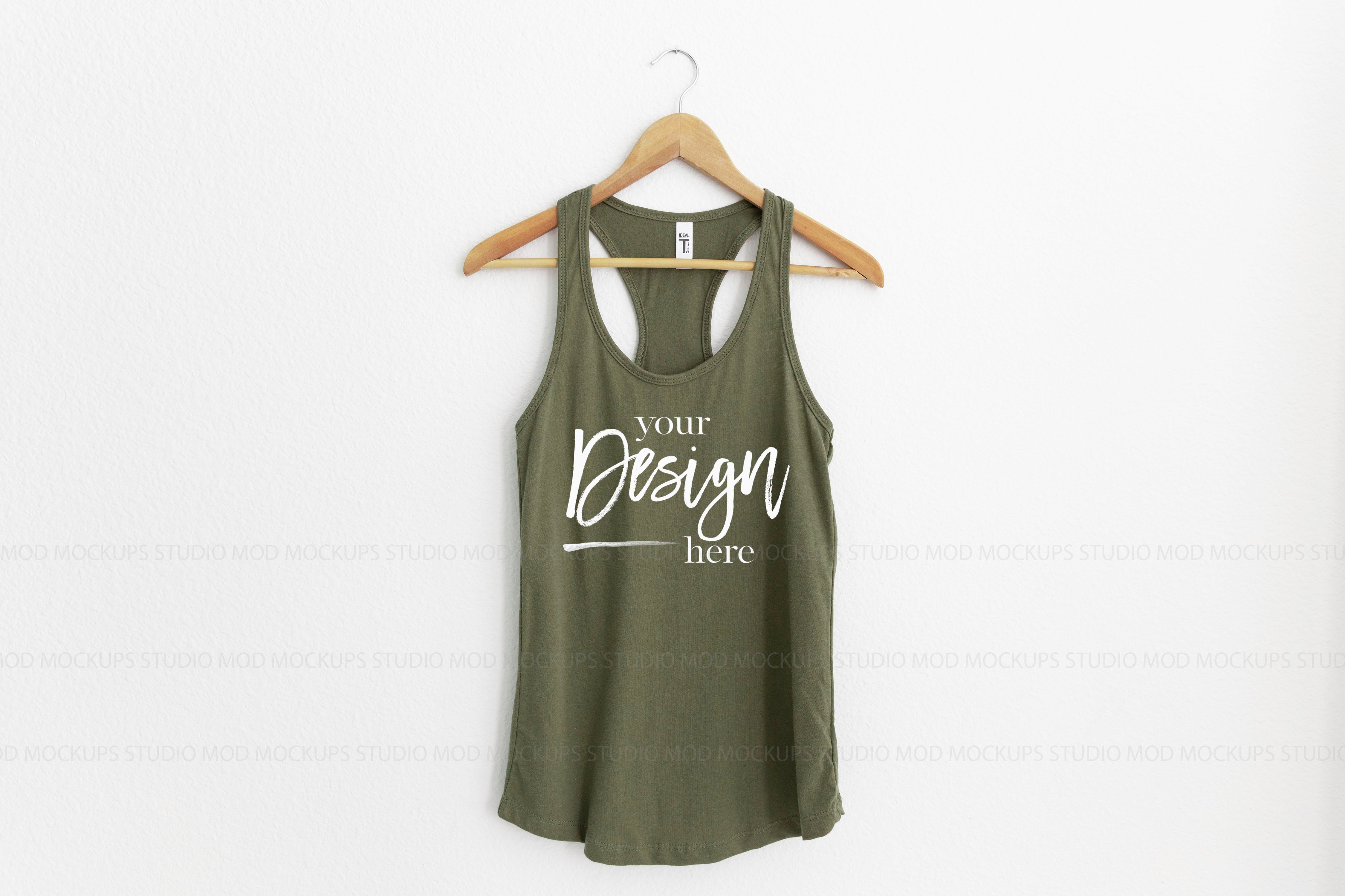 MILITARY GREEN Racerback Tank Top Next Level Tank Top Mock Up Hanging Mockup Next Level Mockupadd