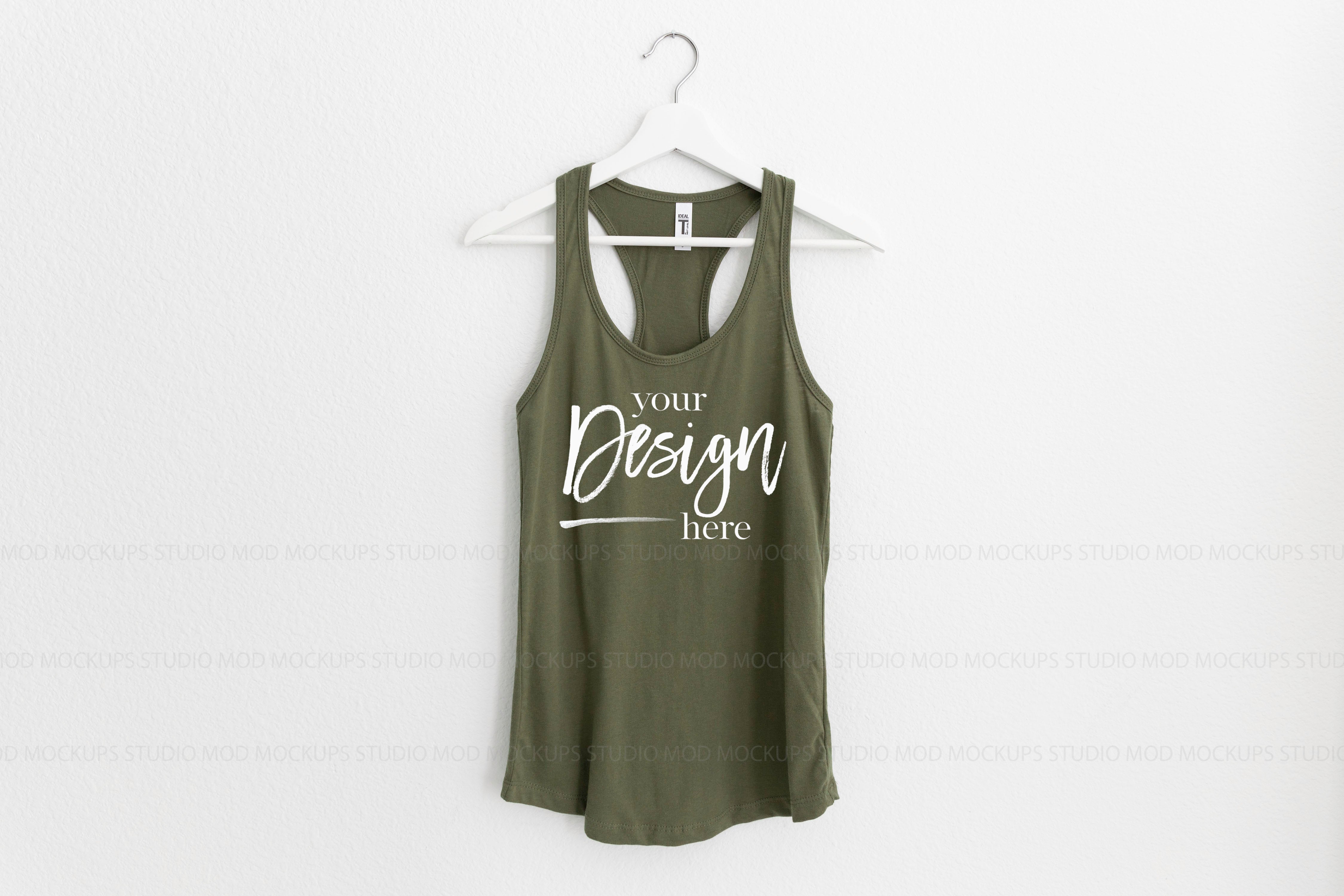 MILITARY GREEN Racerback Tank Top Next Level Tank Top Mock Up Hanging Mockup Next Level Mockupadd