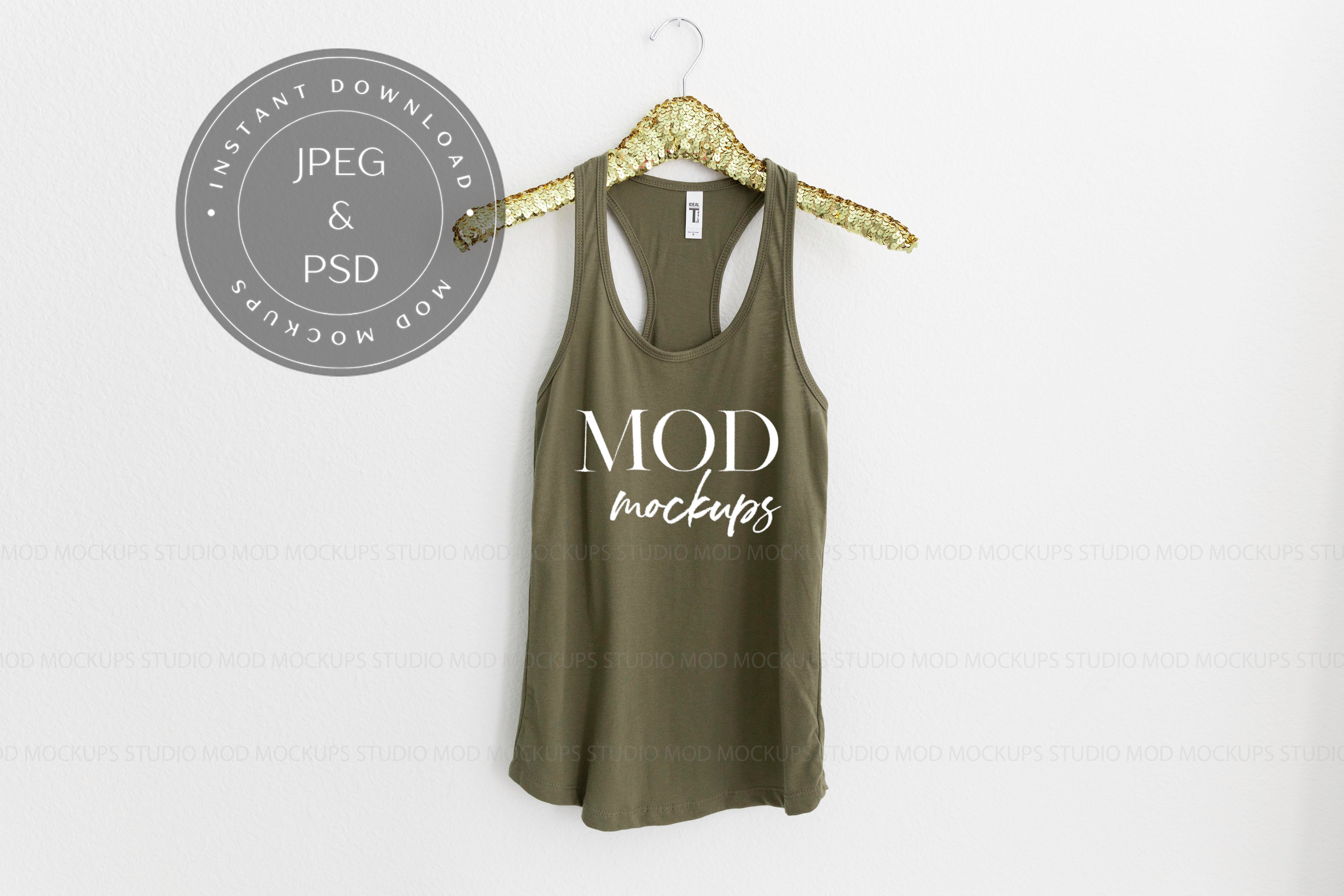 MILITARY GREEN Racerback Tank Top Next Level Tank Top Mock Up Hanging Mockup Next Level Mockupadd