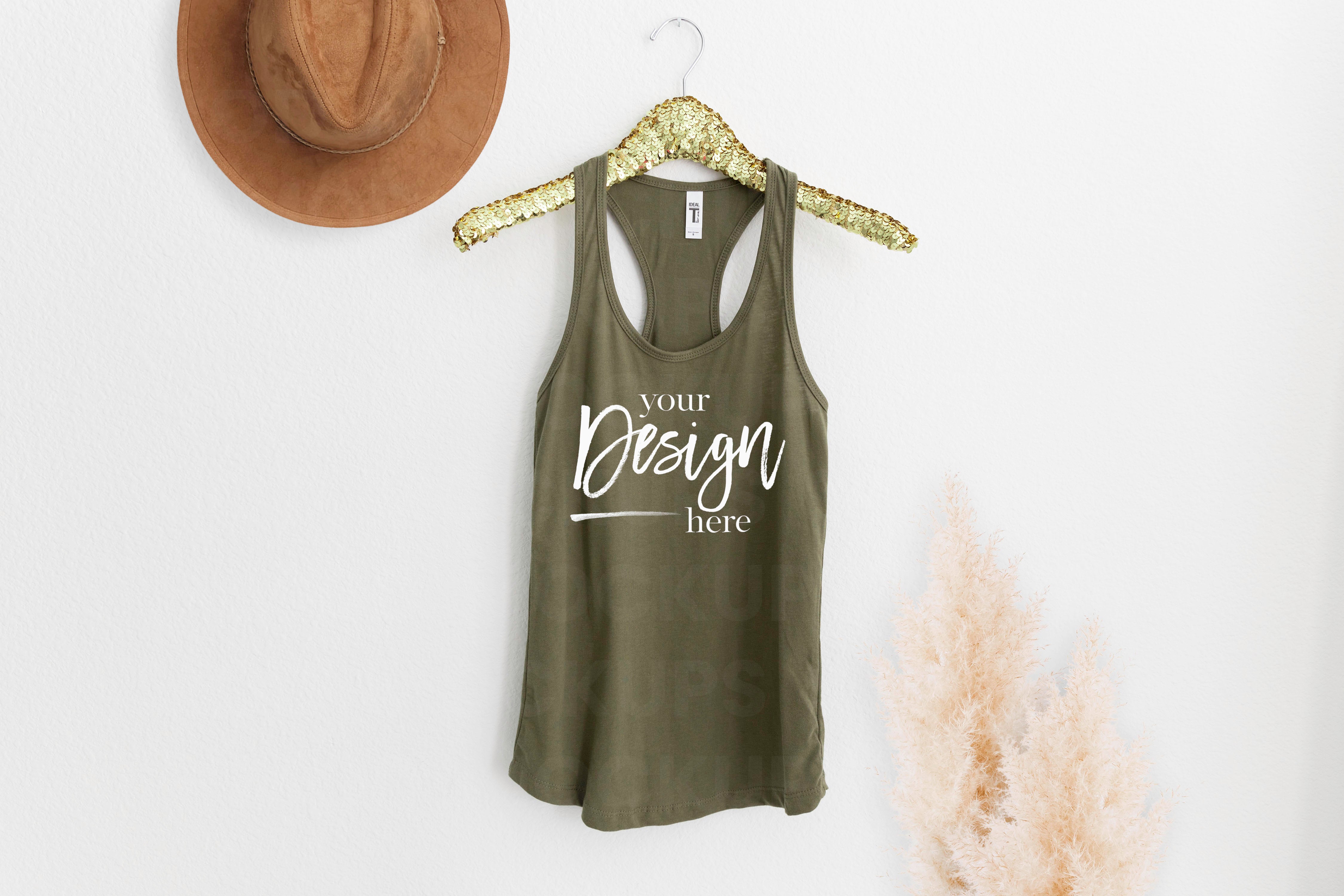 MILITARY GREEN Racerback Tank Top Next Level Tank Top Mock Up Hanging Mockup Next Level Mockup