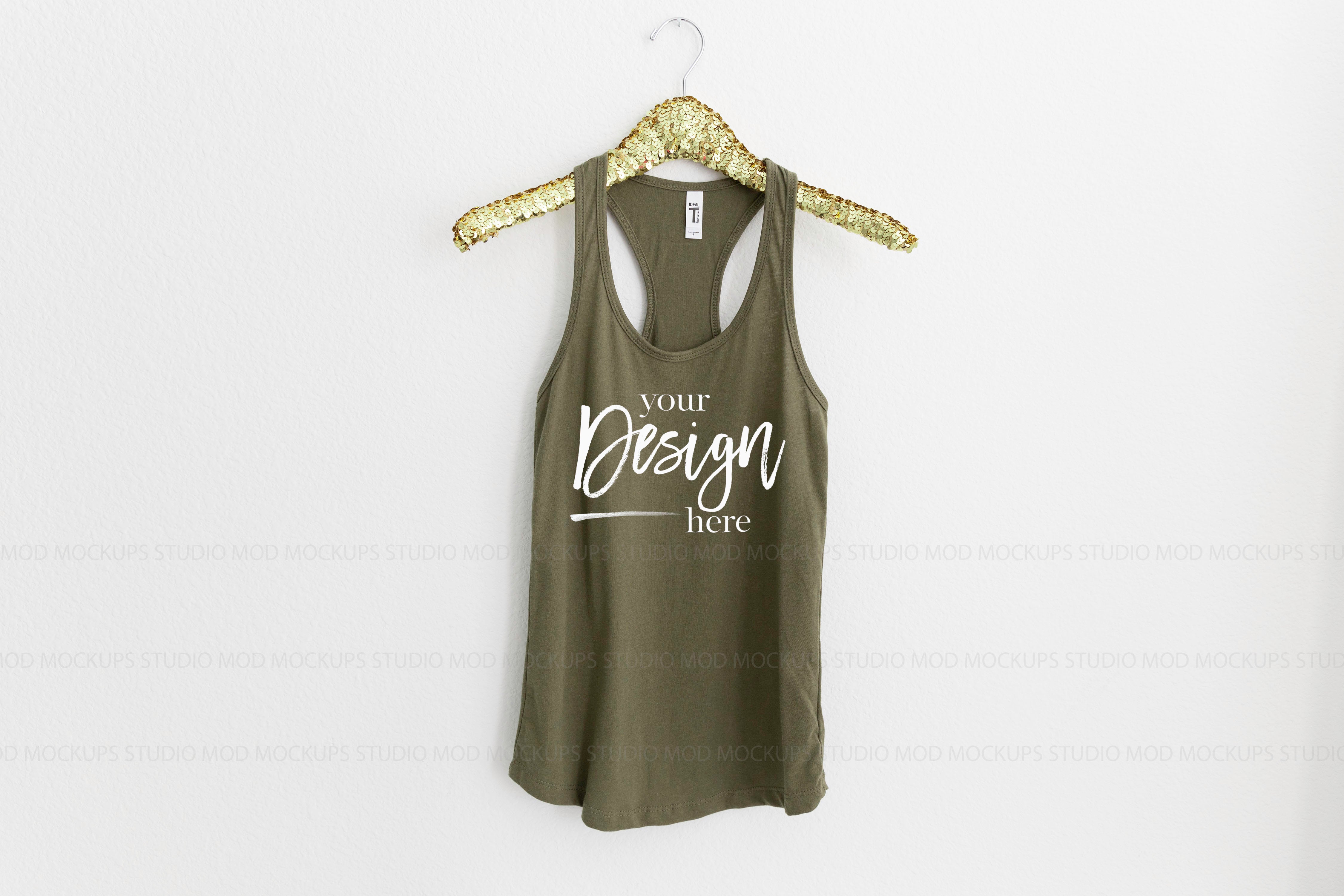 MILITARY GREEN Racerback Tank Top Next Level Tank Top Mock Up Hanging Mockup Next Level Mockupadd