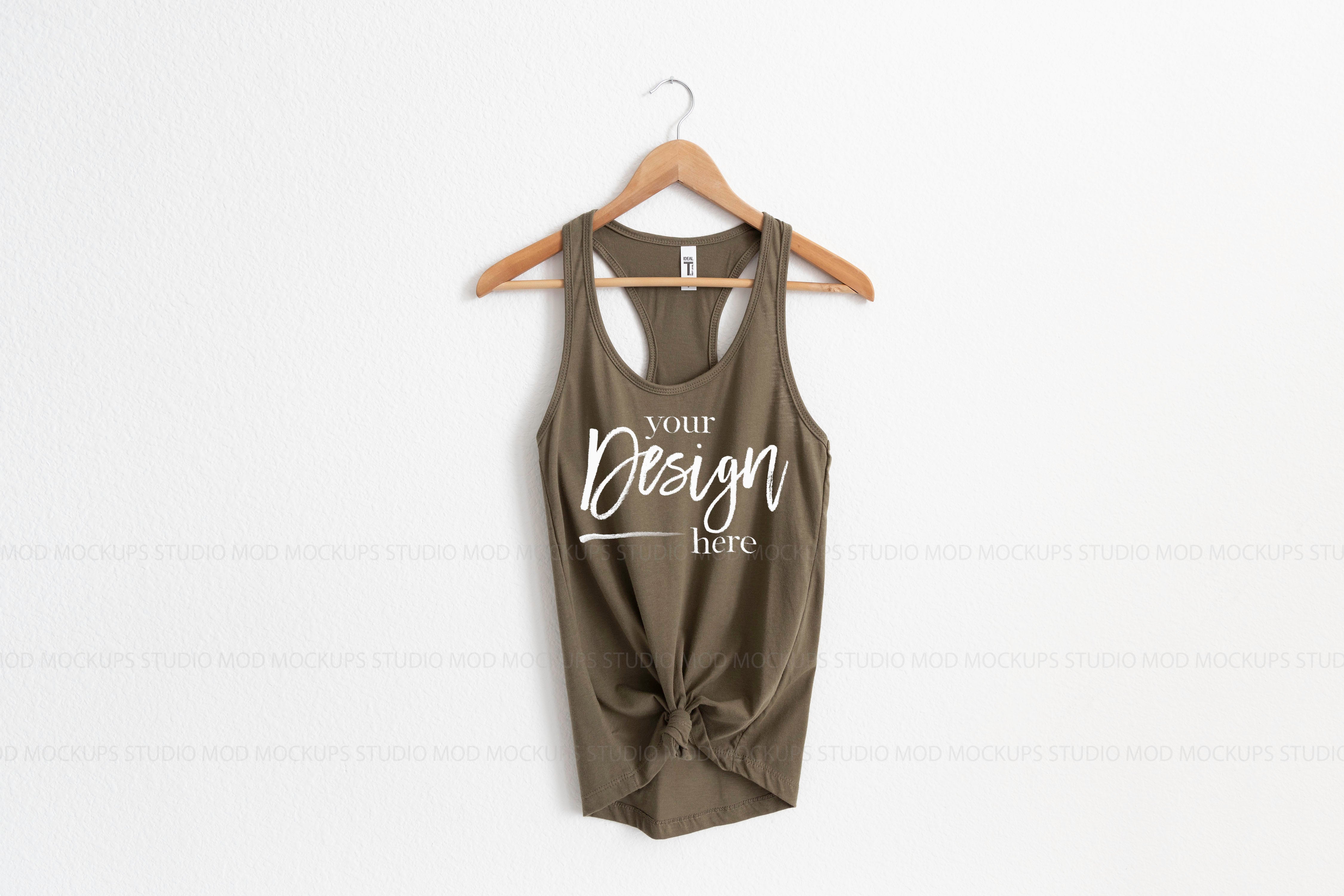 MILITARY GREEN Racerback Tank Top Next Level Tank Top Mock Up Hanging Mockup Next Level Mockupadd