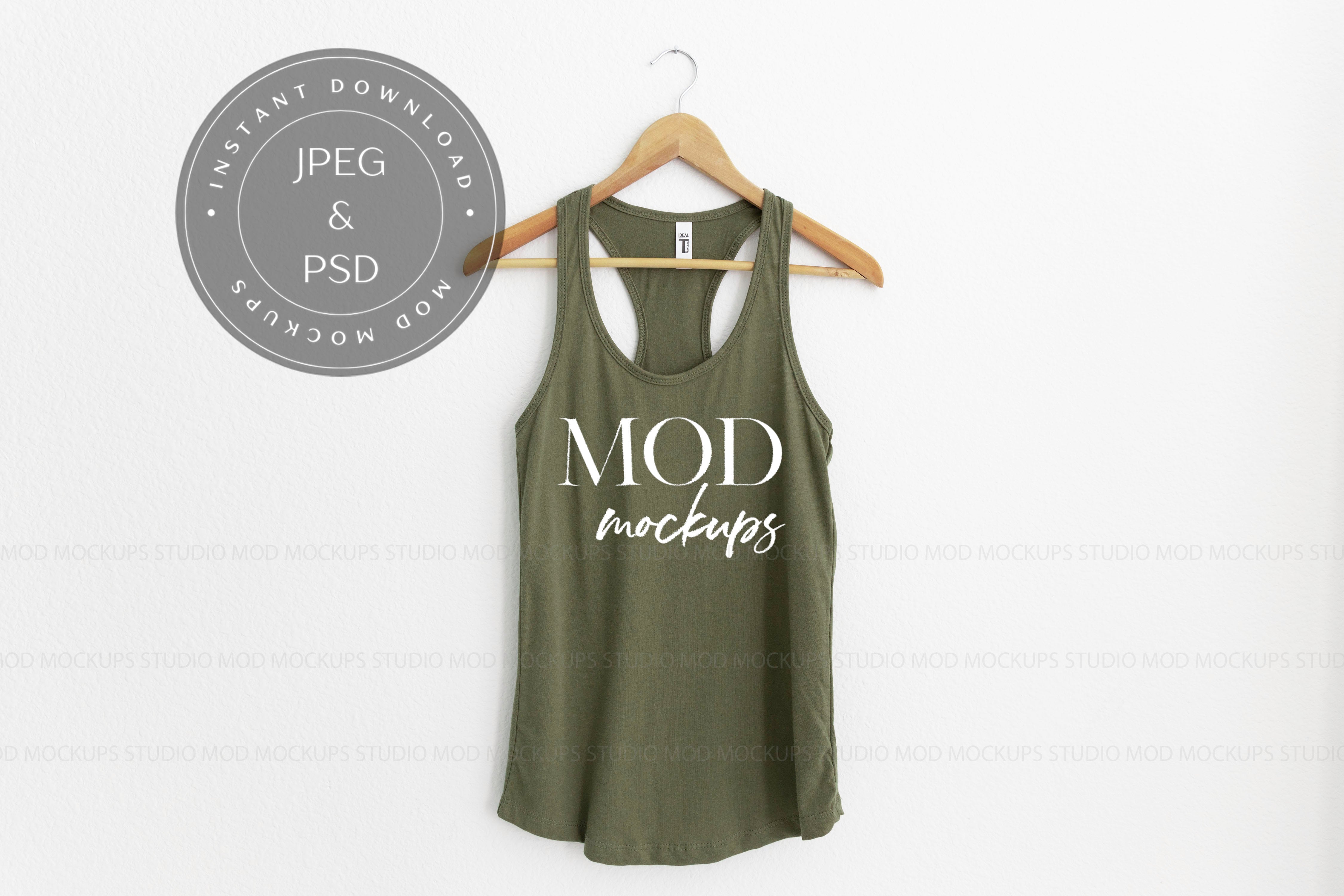 MILITARY GREEN Racerback Tank Top Next Level Tank Top Mock Up Hanging Mockup Next Level Mockupadd