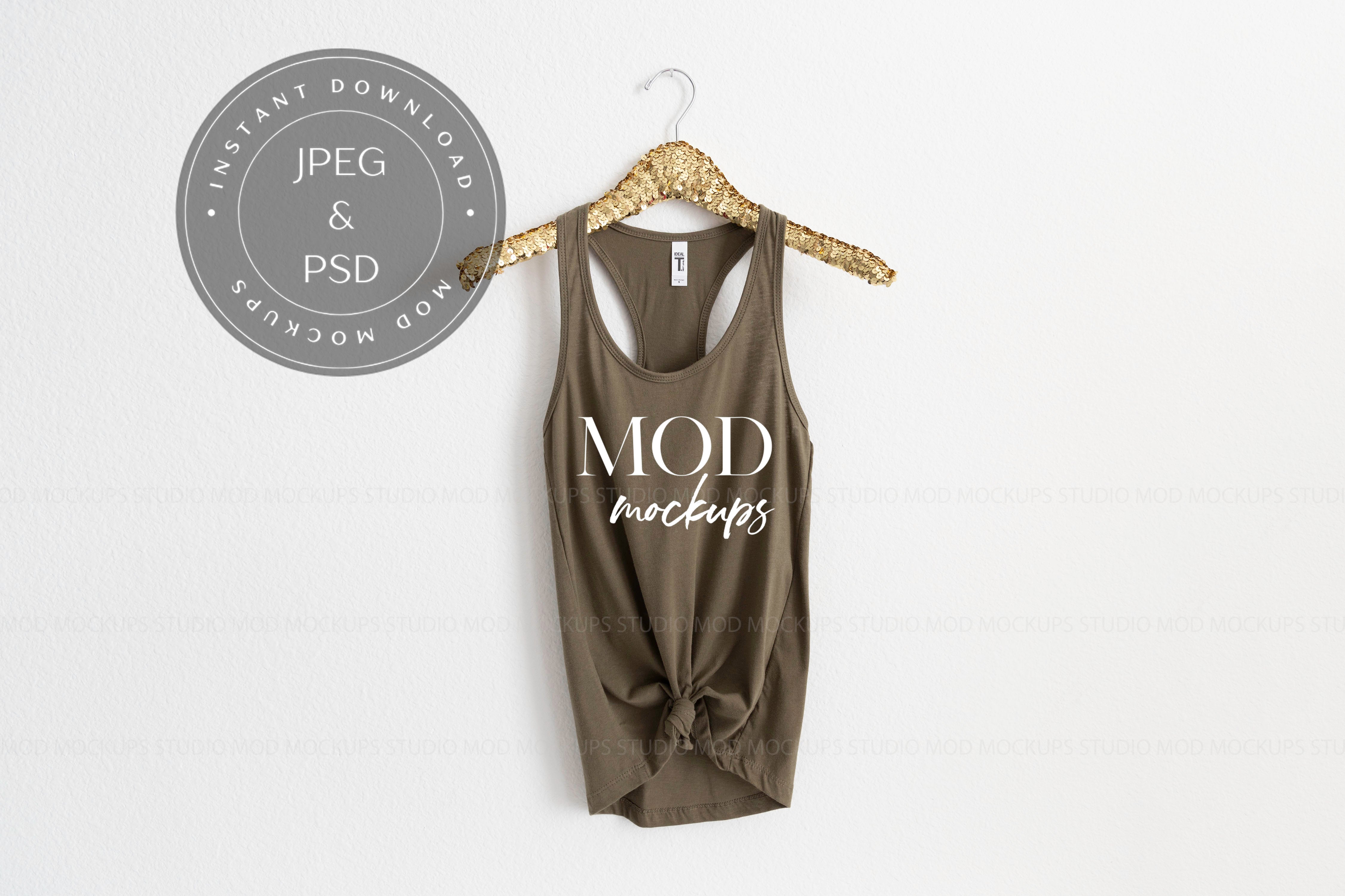 MILITARY GREEN Racerback Tank Top Next Level Tank Top Mock Up Hanging Mockup Next Level Mockupadd