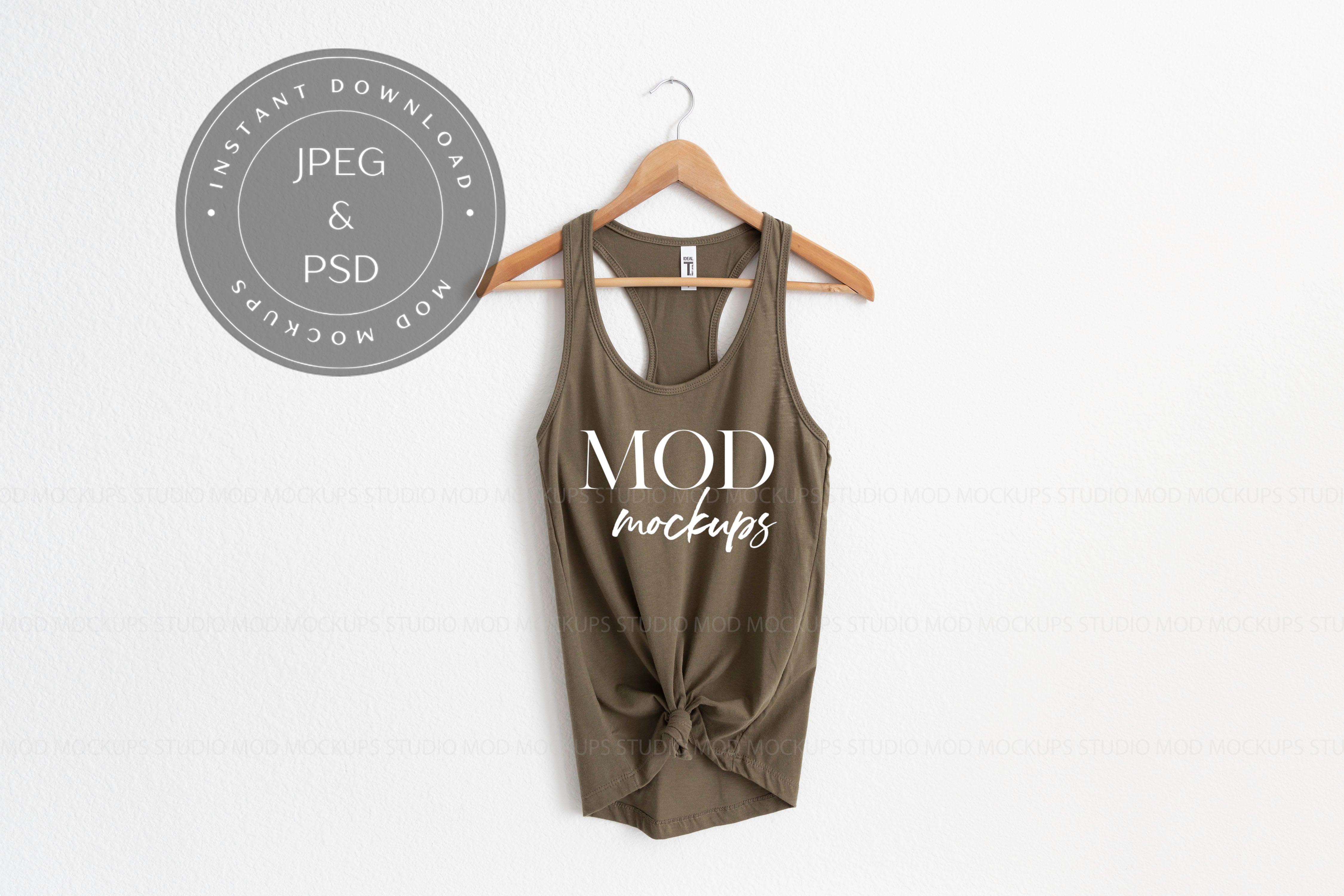 MILITARY GREEN Racerback Tank Top Next Level Tank Top Mock Up Hanging Mockup Next Level Mockupadd