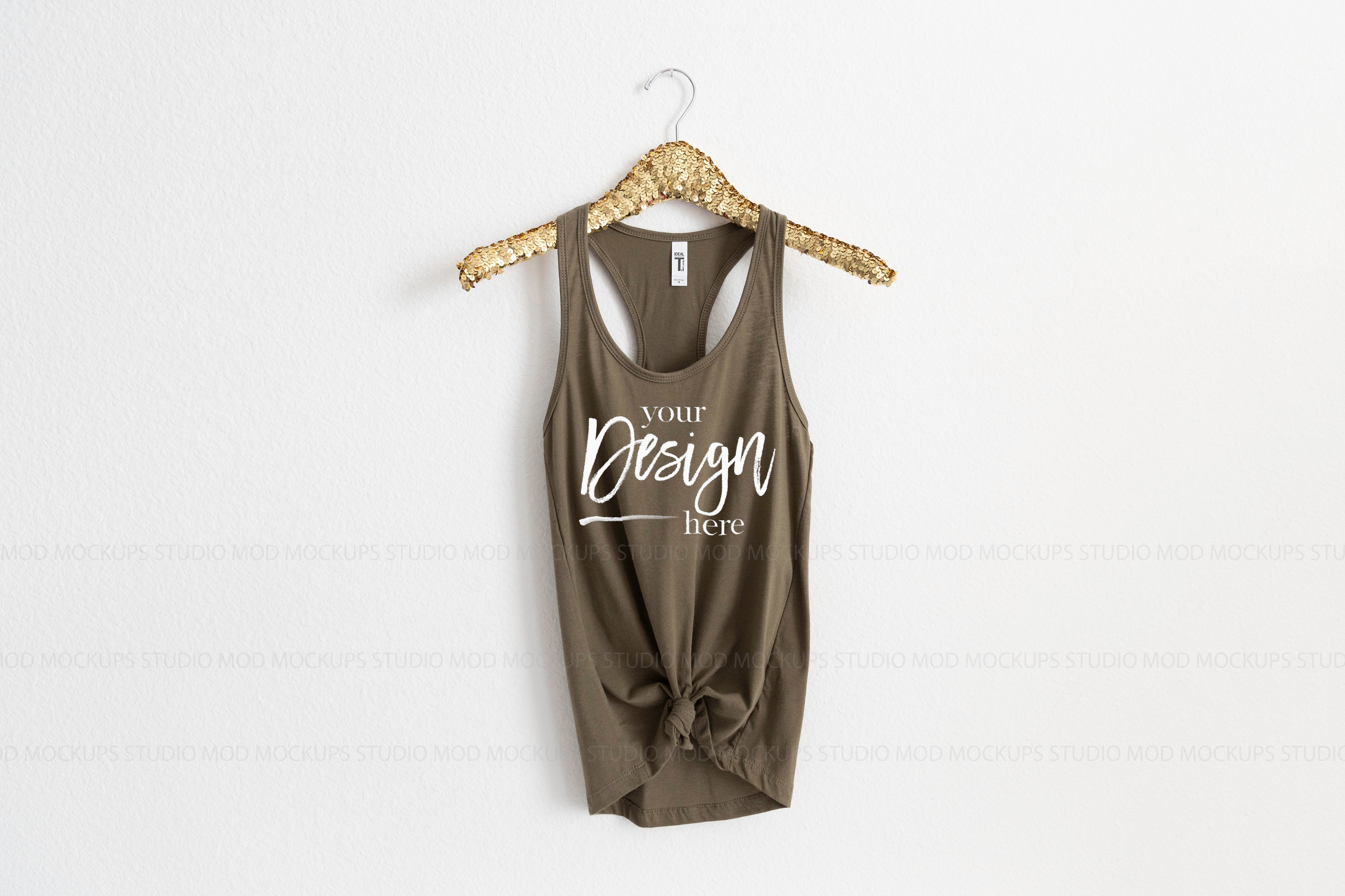 MILITARY GREEN Racerback Tank Top Next Level Tank Top Mock Up Hanging Mockup Next Level Mockupadd